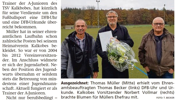 Ehrung für Thomas Müller